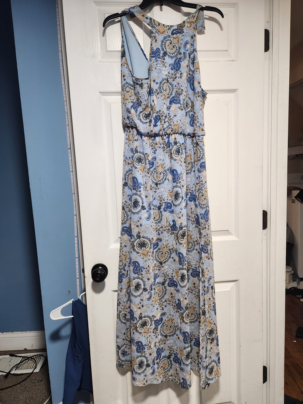 Altar'd State Light Blue Paisley Tie-Shoulder Maxi Dress